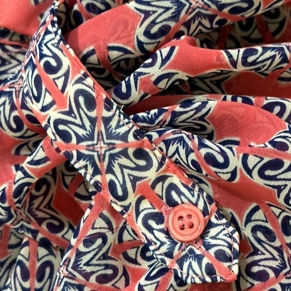 Collective Concepts sz L P top, shirt blouse mini print lightweight long sleeve - Picture 8 of 13